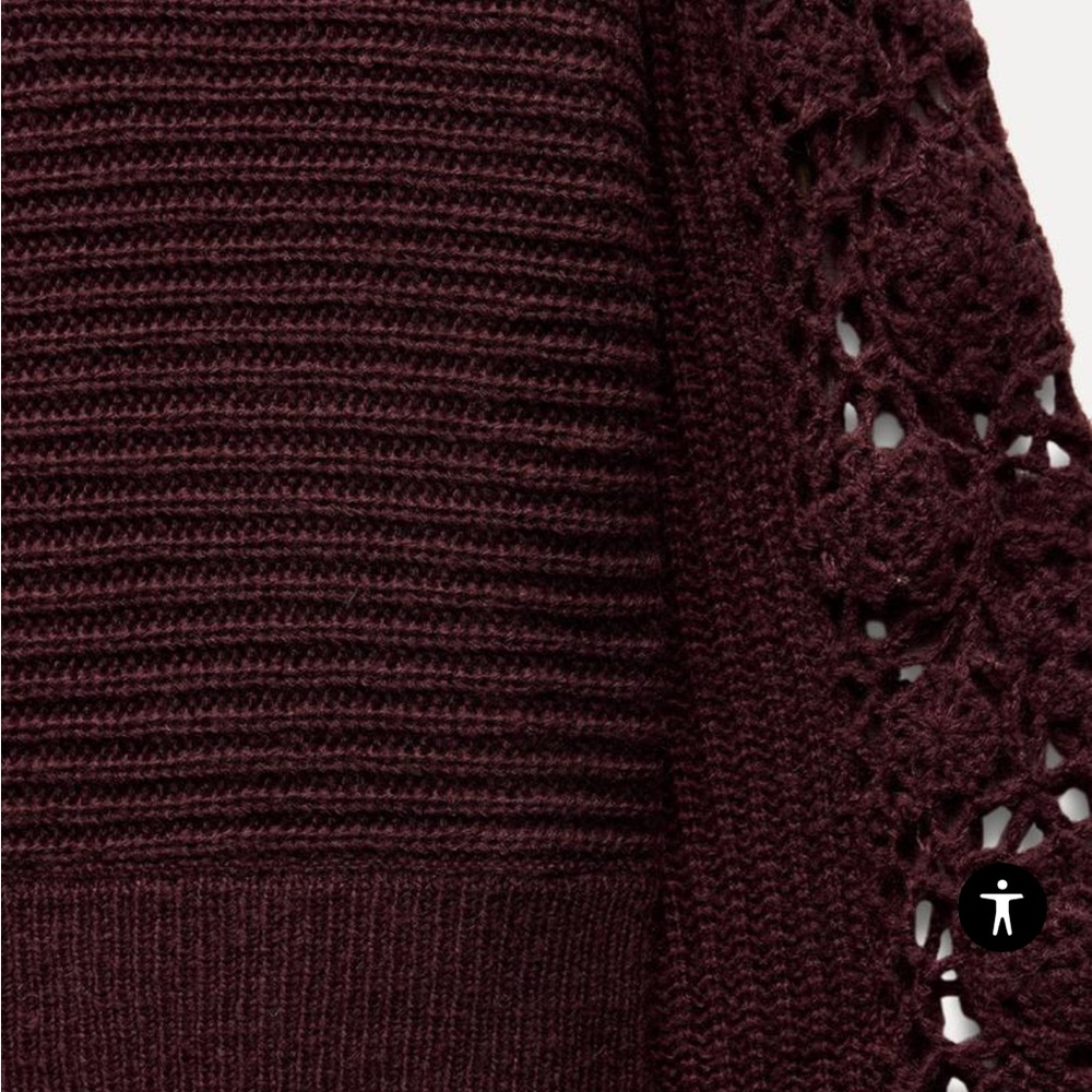 Zara crochet knit sweater in burgundy 
Runs small - Picture 3 of 7